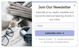 Newsletter Sign-up Form Floating Side Box for Fashion Website to Grow Email List – 6