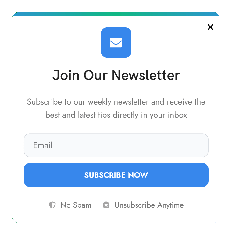 Newsletter Sign-up Form Pop-up to Grow Email List – 2