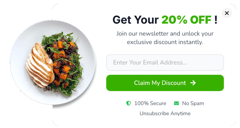 Email Sign-up Discount Floating Side Box for Food website to Grow Email List – 16