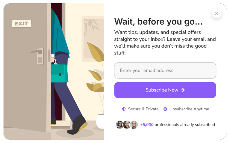 Exit Intent Email Capture Pop-up to Grow Email List – 62