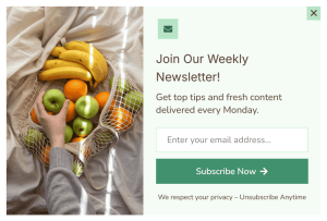 Newsletter Sign-up Form Floating Side Box for Food website to Grow Email List – 11