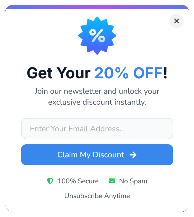Email Sign-up Discount Pop-up to Grow Email List – 12