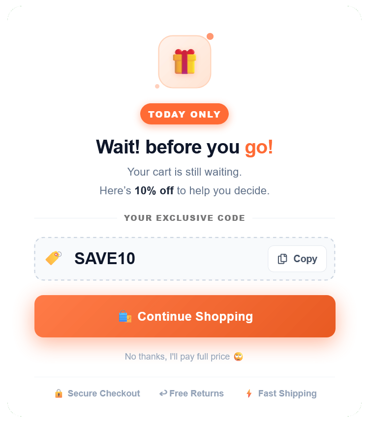 Cart Exit Pop-up to Prevent Cart Abandonment – 93