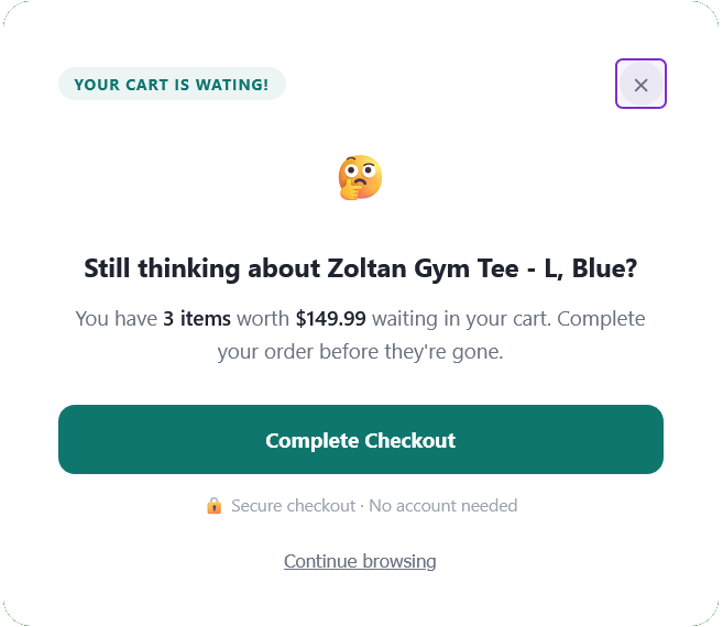 Cart Abandonment Popup – Live Cart Recovery – 98