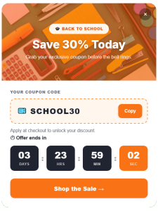 Discount Coupon Back to School Popup to Increase Sales – 108