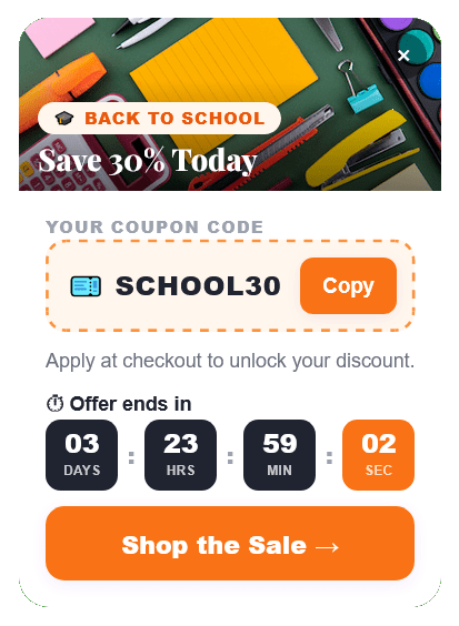 Discount Coupon Back to School Floating Side Box to Increase Sales – 110