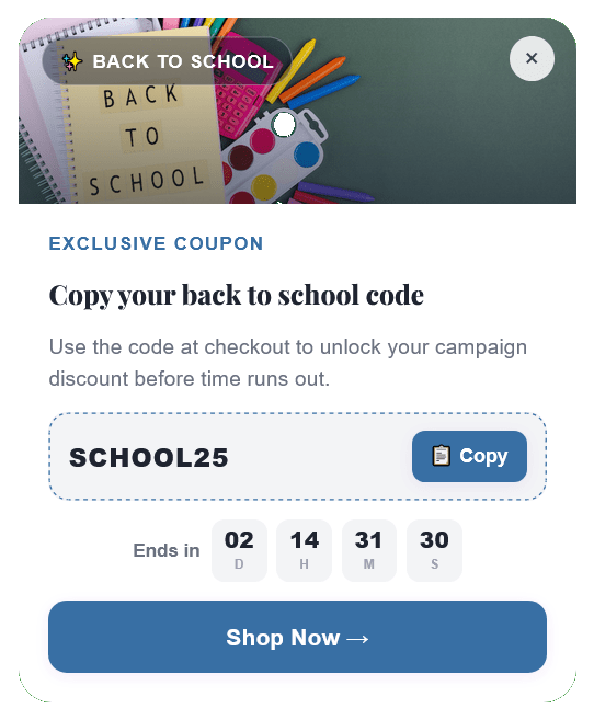 Discount Coupon Back to School Floating Side Box to Increase Sales – 113