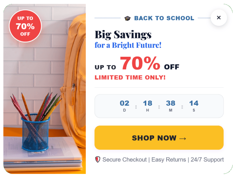 Promote Campaign Back to School Floating Side Box to Increase Sales – 102